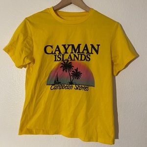 yellow cayman islands graphic tee